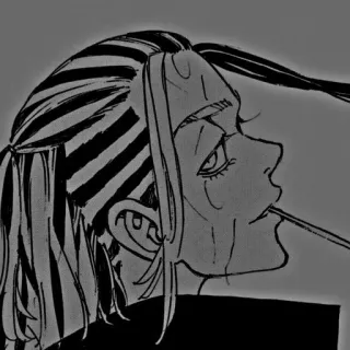 ☁ anime, manga, character, black and white, side profile telegram sticker