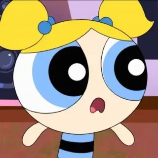 🍭 Bubbles Powerpuff Girls Burbujas, Las Chicas Superpoderosas, dibujos animados, lindo, pegatina telegram sticker