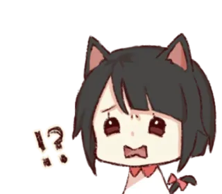 😩 !?  Аниме, Девушка-кошка, Милый, Мультфильм, В шоке, Вопрос telegram sticker