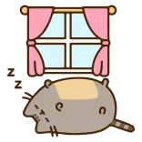 😴 Pusheen pusheen, cat, sleeping, window, cartoon, cute, sticker telegram sticker