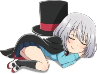 😴 Anime, Sen, Kapelusz, Słodki, Chibi telegram sticker