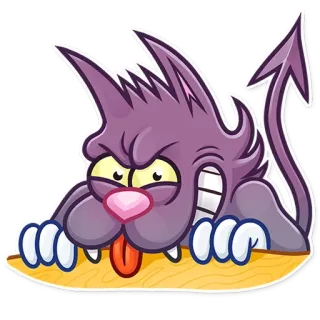 😈 Desenho animado, Gato, Diabo, Mal, Fofo, Adesivo, Animal telegram sticker