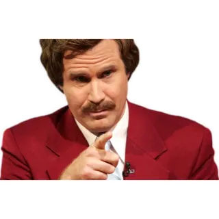 ☝️ Ron Burgundy Anchorman man, red suit, pointing, mustache, funny, character telegram sticker