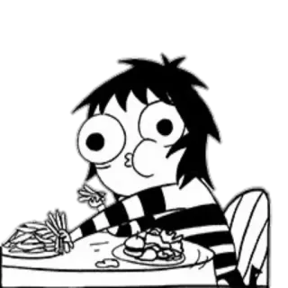 😋 Sarah Sarah's Scribbles Fumetto, Sarah Andersen, Sarah's Scribbles, Webcomic, Personaggio, Cibo, Mangiare telegram sticker