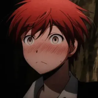 🗡 Karma Akabane Assassination Classroom Anime, Garçon, Cheveux Rouges, Rougeurs, École telegram sticker