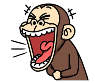 😆 원숭이, 만화, 동물, 밈, 화난, 어리석은 telegram sticker
