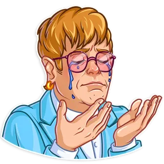 😭 Elton John エルトン・ジョン, 泣く, 悲しい, 絵文字, セレブ, 歌手, ミュージシャン telegram sticker