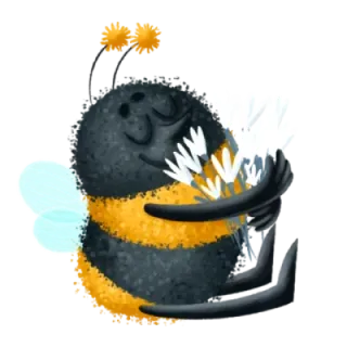 🤪 пчела, цветы, милый, мультфильм, насекомое, природа telegram sticker