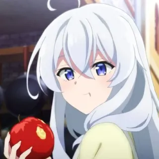 🍃 anime, girl, apple, white hair telegram sticker