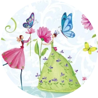 🦋 Blumen, Schmetterlinge, Mädchen, Kleid, Märchen, Blumenmuster, verspielt telegram sticker
