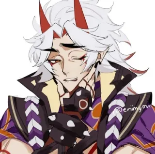 😏 Arataki Itto Genshin Impact periiymon anime, video game, genshin impact, arataki itto, cartoon, fanart, character telegram sticker