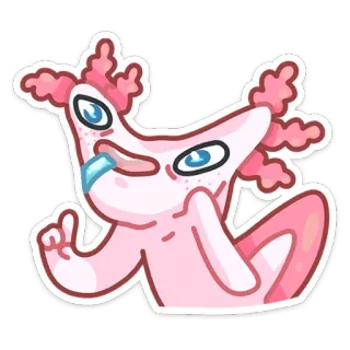 🤤 axolotl, sticker, dessin animé, rose, drôle, geste whatsapp sticker
