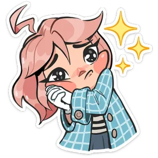 🥹 Cartoon, Mädchen, Sticker, Süß, Funkeln, Anime telegram sticker