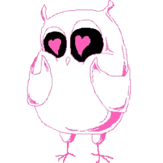 🥰 burung hantu, merah muda, imut, cinta, mata hati, kawaii, binatang, burung telegram sticker
