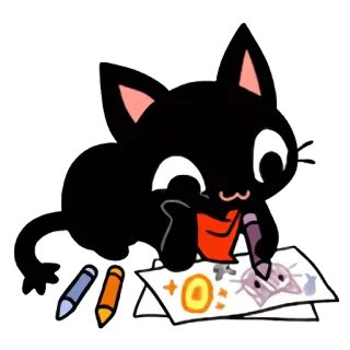 👍 แมว, ภาพวาด, สีเทียน, น่ารัก, ศิลปะ, สติกเกอร์ telegram sticker