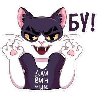 😝 БУ! ДАЙ ВИН ЧИК кот, мультфильм, животное, стикер telegram sticker