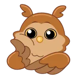 🙂 gufo, carino, cartone animato, animale, adesivo telegram sticker