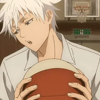 😕 anime, basketball, sports, white hair, serious telegram sticker