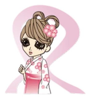 💆 perempuan, kimono, pita, bunga, kartun, anime telegram sticker