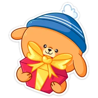 🎁 狗, 圣诞节, 礼物, 礼品, 冬天, 节日, 卡通 telegram sticker