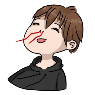 🤤 Anime, Krwotok z nosa, Kreskówka, Słodki, Chłopiec, Krew, Obrażenie whatsapp sticker