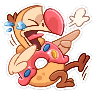 😃 uccello, donut, cartone animato, volare, carino, dolce whatsapp sticker