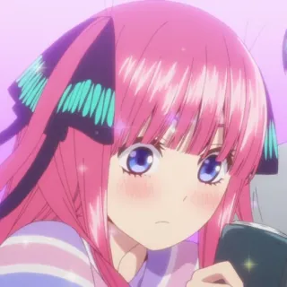 😍 Nino Nakano The Quintessential Quintuplets anime, cabelo rosa, fofo, borboleta, waifu telegram sticker