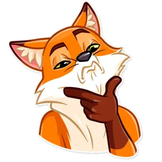 🤔 fox, animal, thinking, cartoon, finger gun, emoticon telegram sticker