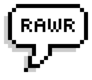 😘 RAWR gebrul, dinosaurus, pixel art, spraakballon whatsapp sticker