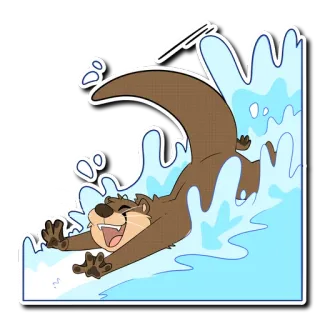 💦 otter, water, cartoon, animal, swimming, cute telegram sticker