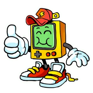 👍 игра, геймер, мультфильм, веселье, персонаж, видеоигра, стикер whatsapp sticker