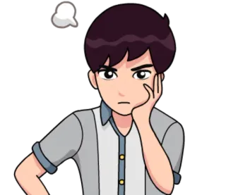 😤 annoiato, annoito, arrabbiato, frustrato, pensieroso, personaggio, cartone animato whatsapp sticker