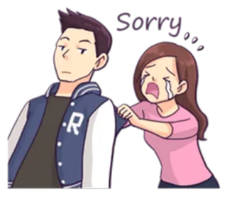 😭 Sorry... lo siento, disculpa, dibujo, pareja, triste telegram sticker