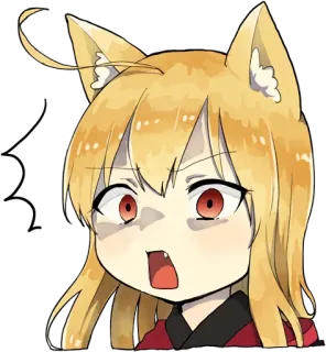 😱 Аниме, Кошачьи ушки, Злой, Милый, Стикер, Иллюстрация telegram sticker