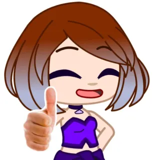 😄 Мультфильм, Аниме, Большой палец вверх, Позитив, Девушка, Персонаж telegram sticker