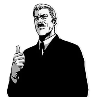 👍 Mann, Daumen hoch, Anzug, Schnurrbart, Zustimmung telegram sticker