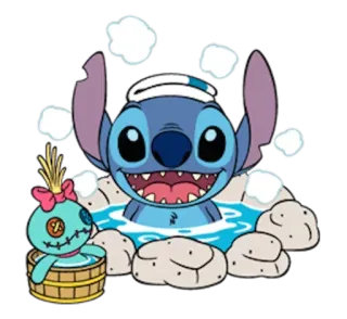 😌 Stitch Lilo & Stitch Стич, Дисней, мультфильм, инопланетянин, ванна, спа telegram sticker