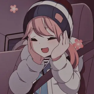 🌸 Ragazza anime, Cartone animato, Felice, Carino, Giro in auto, Cintura di sicurezza telegram sticker