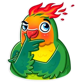🤔 새, 생각, 앵무새, 귀여운, 만화, 표정, 카와이 telegram sticker