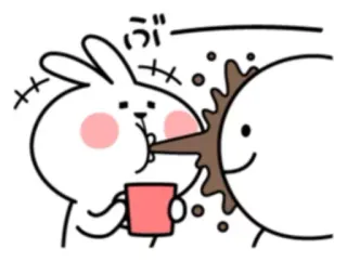 😙 ぶ conejo, conejo, bebida, kawaii, dibujos animados, lindo telegram sticker