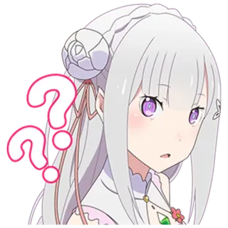 😶 Emilia Re:Zero − Starting Life in Another World Anime, Pertanyaan, Bingung, Emilia, Re:Zero telegram sticker