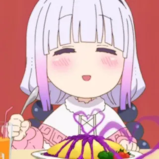 🍚 Kanna Kamui Miss Kobayashi's Dragon Maid Anime, Fofo, Comida, Omurice, Kanna Kamui whatsapp sticker