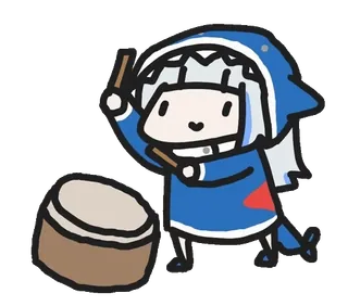 🥁 Gawr Gura gawr gura, shark, vtuber, anime girl, drumming, cute, kawaii telegram sticker