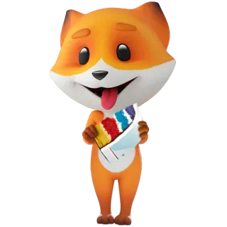 🍰 zorro, animal, pastel, arcoíris, postre, lindo whatsapp sticker