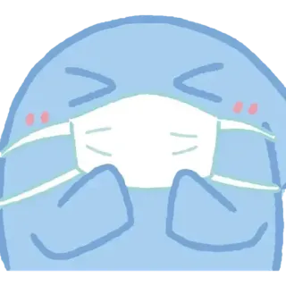 😷 만화, 파란색, 마스크, 의료, 귀여운, 캐릭터 whatsapp sticker