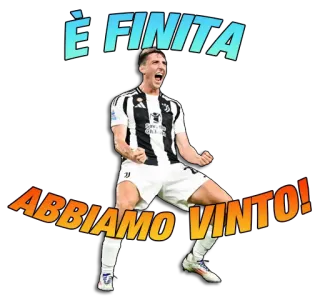 🥇 È FINITA
ABBIAMO VINTO! piłka nożna, piłka nożna, sport, zwycięstwo, świętowanie, włoski telegram sticker