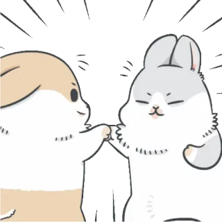 🙌 dieren, konijn, schattig, vriendelijk, illustratie, konijntje, high five, cartoon telegram sticker