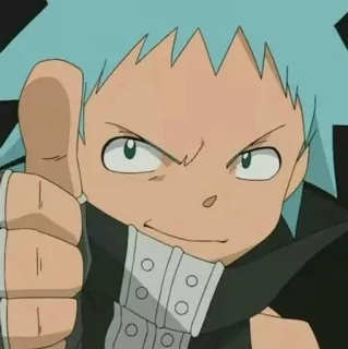 🌟 Black Star Soul Eater anime, thumbs up, black star, soul eater, character whatsapp sticker
