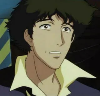 😐 Spike Spiegel Cowboy Bebop Anime, Cartoon, Weltraum, Kopfgeldjäger, Futuristisch, TV Serie telegram sticker