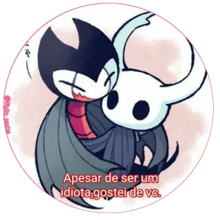 😌 Apesar de ser um idiota, gostei de vc. Hollow Knight, Gra wideo, Naklejka, Słodkie, Przyjaźń telegram sticker